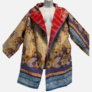 Nwt FUNKY STUFF hippy quilted vintage cotton kantha revesible JACKET COAT TOP XL